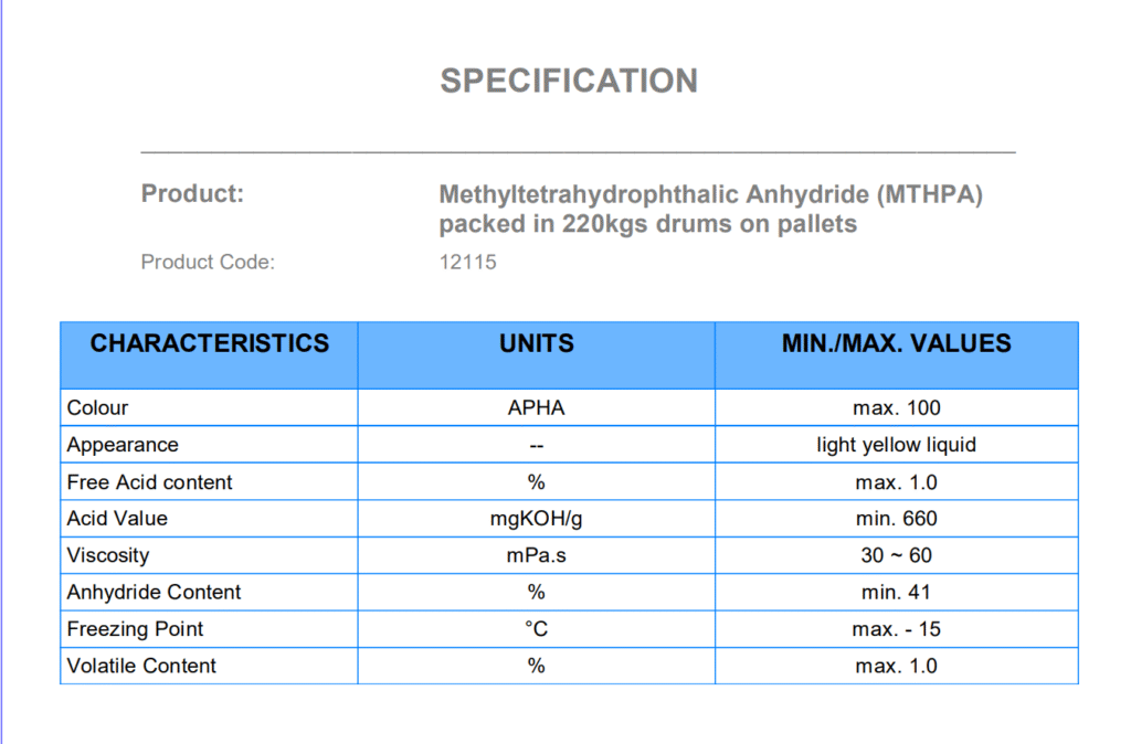 Methyl Tetrahydrophthalic Anhydride (MTHPA)