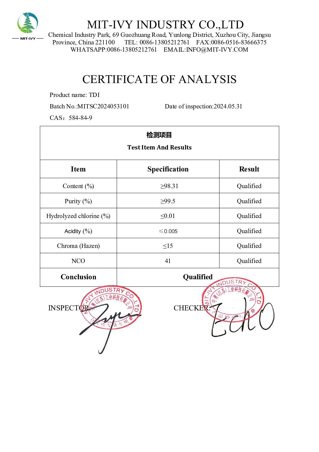 Tolylene-2,4-diisocyanate | 584-84-9 TDI IN CHINA Fatory Athena 008613805212761 - Image 2